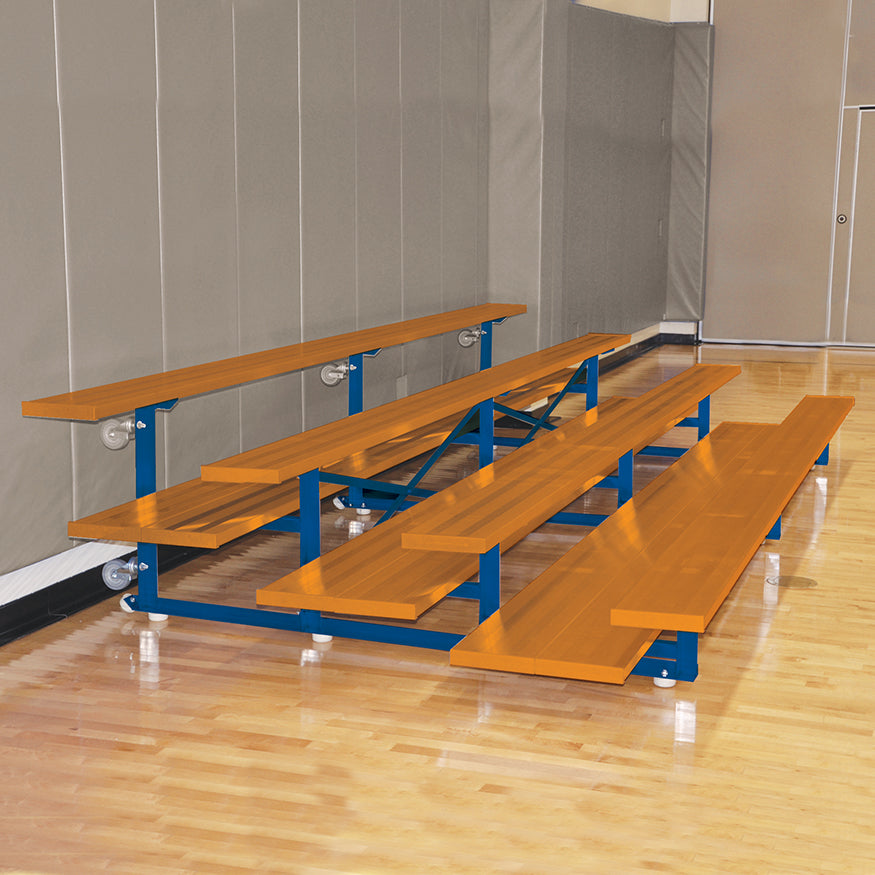 JayPro Sports Bleacher - 15 ft. (4 Row - Double Foot Plank) - Tip & Roll  (Powder Coated)