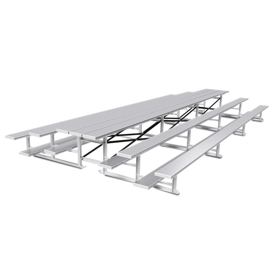 JayPro Sports Bleacher - 21 ft. (3 Row - Single Foot Plank) - Back-To-Back