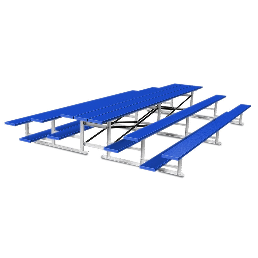 JayPro Sports Bleacher - 15 ft. (3 Row - Single Foot Plank) - Back-To-Back (Powder Coated)