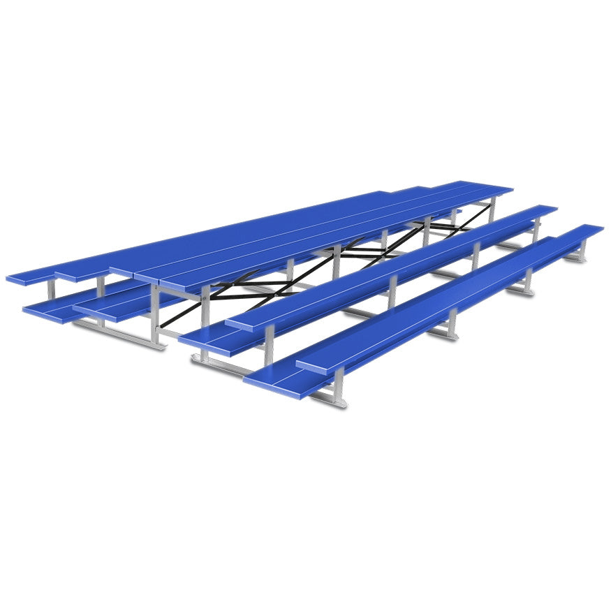 JayPro Sports Bleacher - 21 ft. (3 Row - Double Foot Plank) - Back-To-Back (Powder Coated)