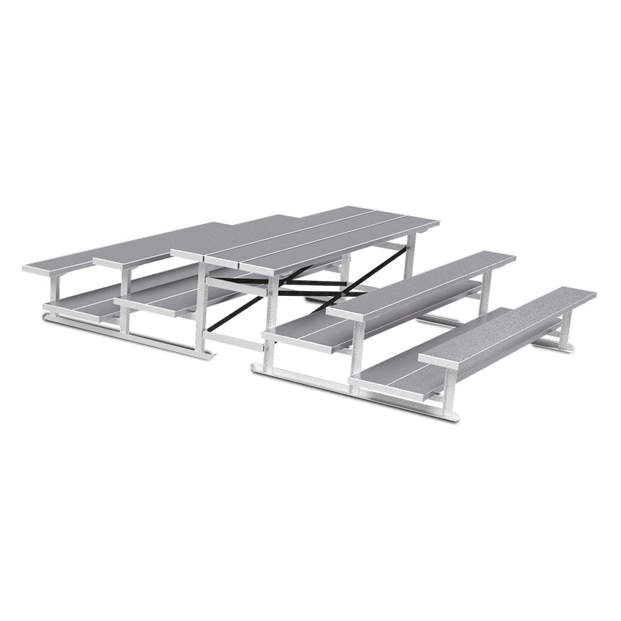 JayPro Sports Bleacher - 7-1/2 ft. (3 Row - Double Foot Plank) - Back-To-Back