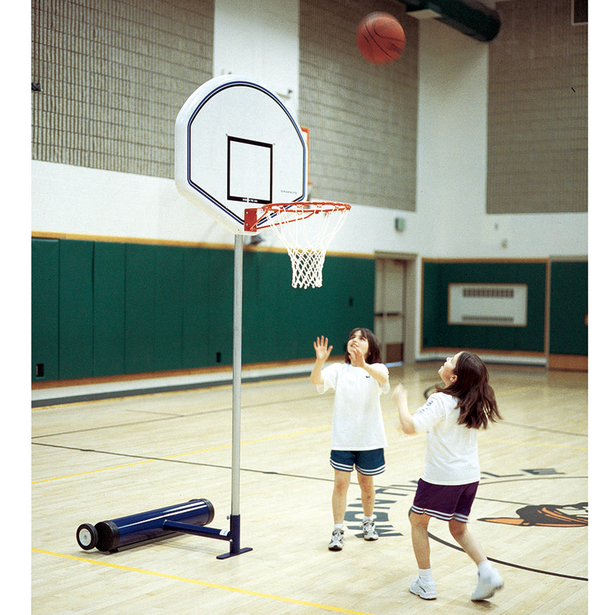 JayPro Sports Basketball - 7 ft.H Elementary Backboard Adapter - (35 in.) Graphite Fan Backboard, Economy Single Rim Goal