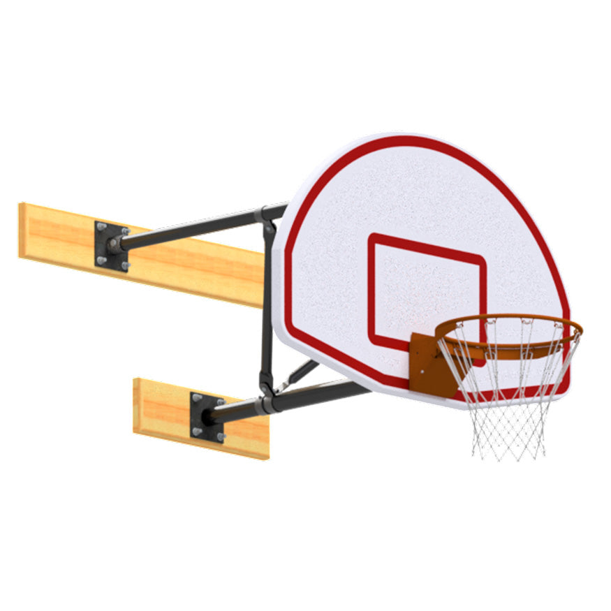 JayPro Sports Basketball Backstop - Wall-Mounted - Shooting Station - 3-Point Fan Backboard (2 ft. - 3-1/2 ft. Wall Offset)