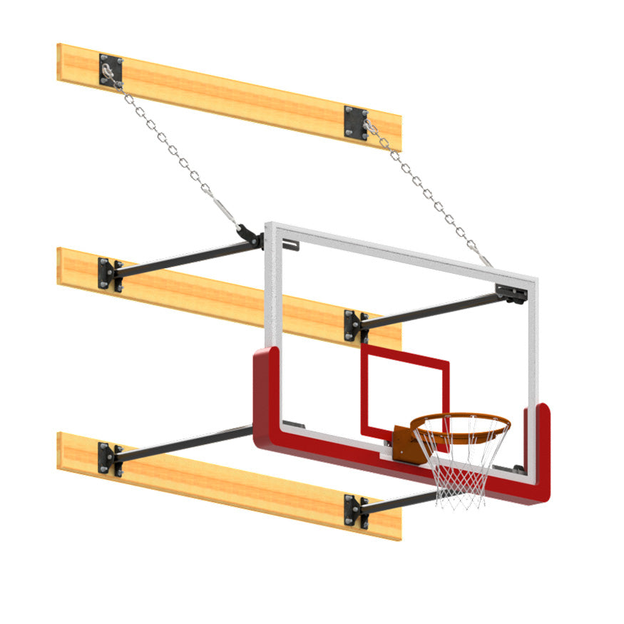 JayPro Sports Basketball Backstop - Wall-Mounted - Shooting Station - Stationary Glass Backboard (2 ft. - 4 ft. Wall Offset)