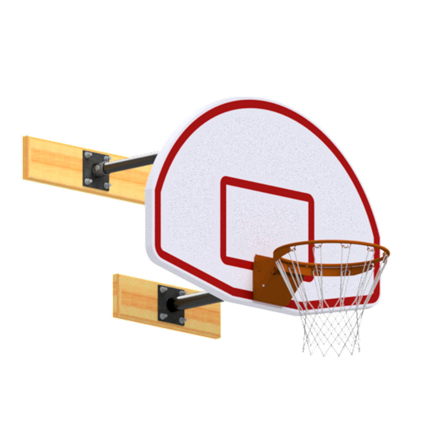 JayPro Sports Basketball Backstop - Wall-Mounted - Shooting Station - 3-Point Fan Backboard (6 in. - 2 ft. Wall Offset)