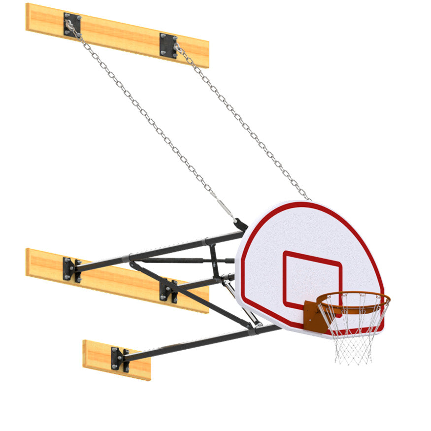 JayPro Sports Basketball Backstop - Wall-Mounted - Shooting Station - 3-Point Fan Backboard (3 ft.-6-1/2 ft. Wall Offset)