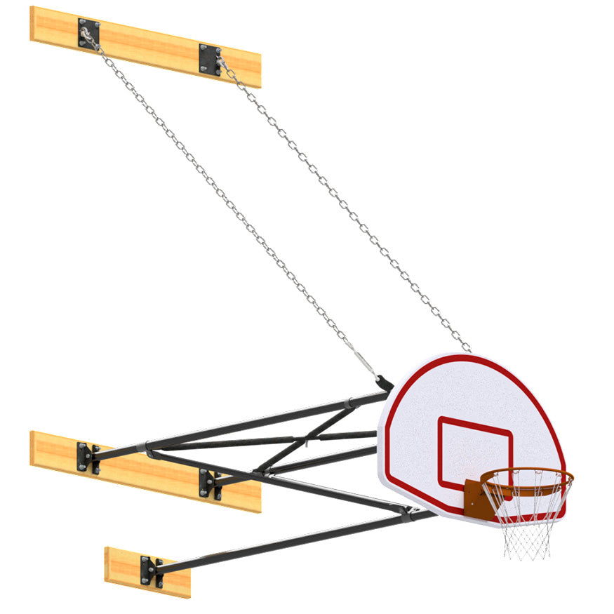 JayPro Sports Basketball Backstop - Wall-Mounted - Shooting Station - 3-Point Fan Backboard (6 ft.-8 ft. Wall Offset)