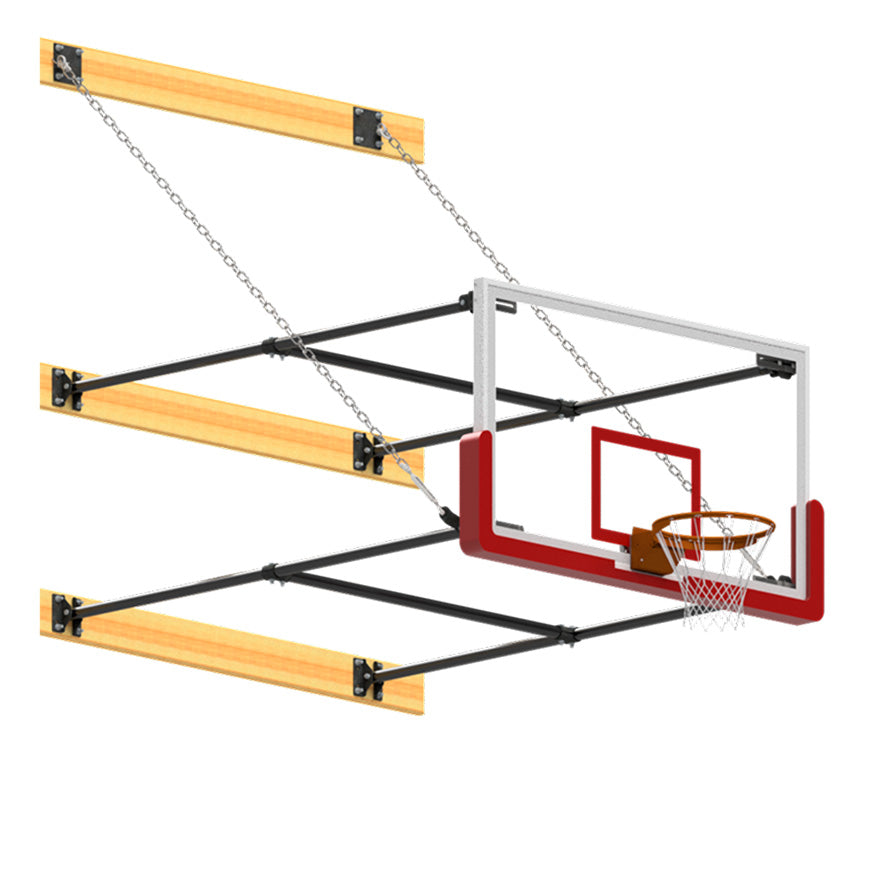 JayPro Sports Basketball Backstop - Wall-Mounted - Shooting Station - Stationary Glass Backboard (6 ft. To 8 ft. Wall Offset)