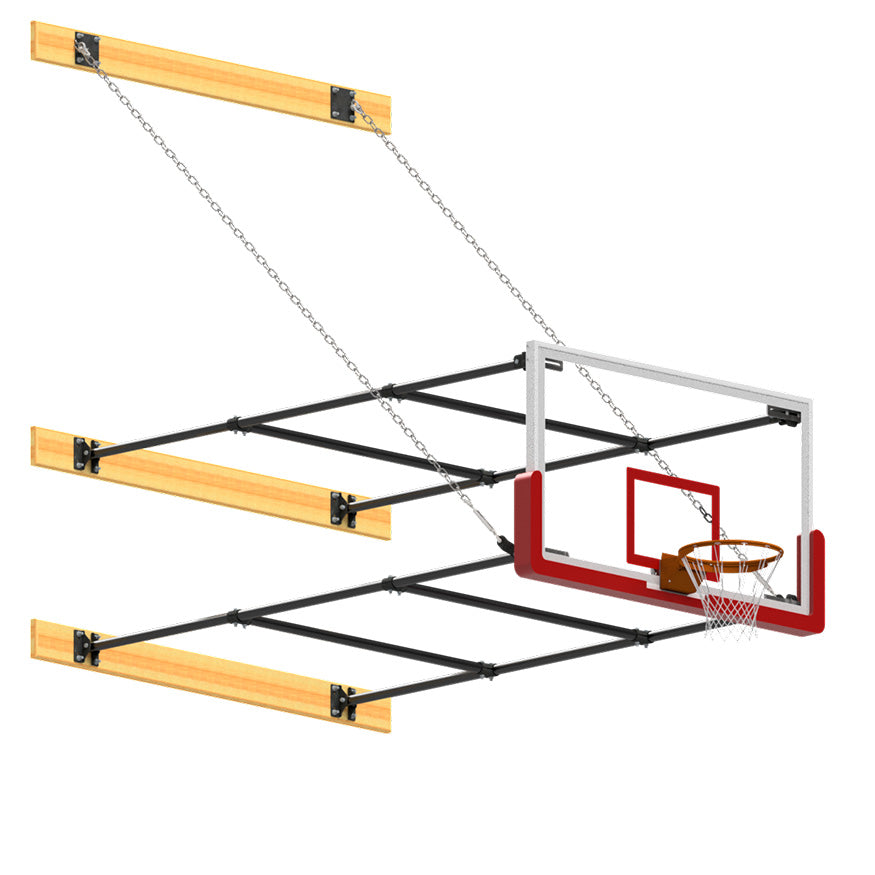 JayPro Sports Basketball Backstop - Wall-Mounted - Stationary Glass Backboard - Shooting Station (8 ft. To 10 ft. Wall Offset)
