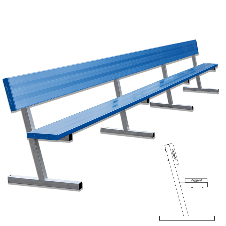 JayPro Sports Player Bench with Seat Back - 21 ft. - Portable  (Powder Coated)