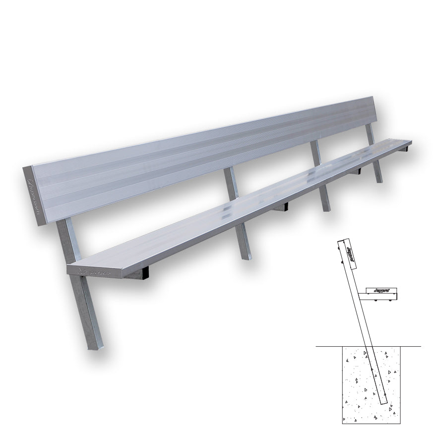 JayPro Sports Player Bench with Seat Back - 21 ft. - In-Ground