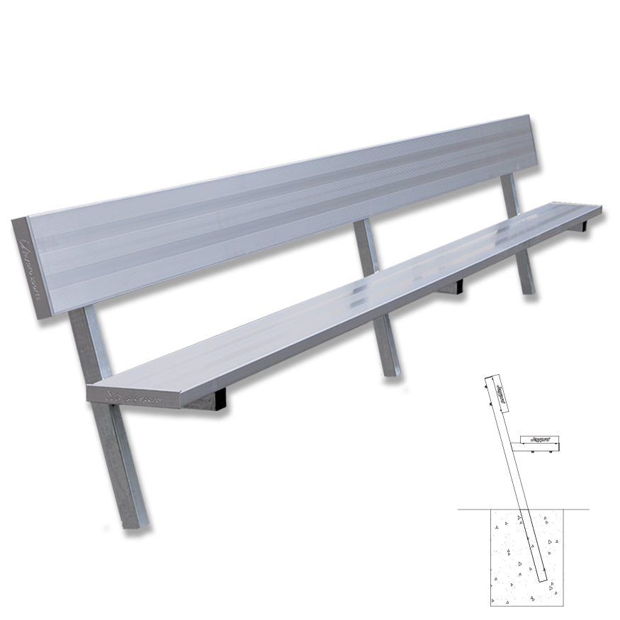 JayPro Sports Player Bench with Seat Back - 15 ft. - In-Ground