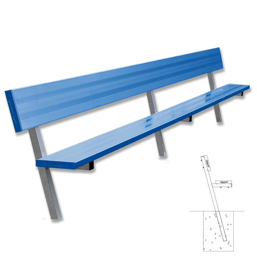 JayPro Sports Player Bench with Seat Back - 15 ft. - In-Ground  (Powder Coated)