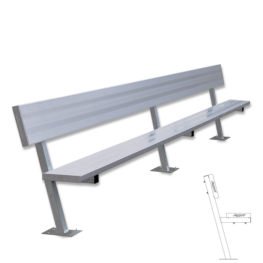 JayPro Sports Player Bench with Seat Back - 15 ft. - Surface Mount