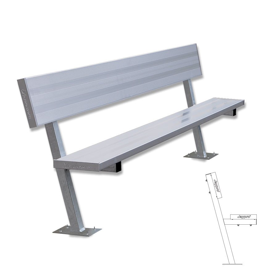 JayPro Sports Player Bench with Seat Back - 7-1/2 ft. - Surface Mount
