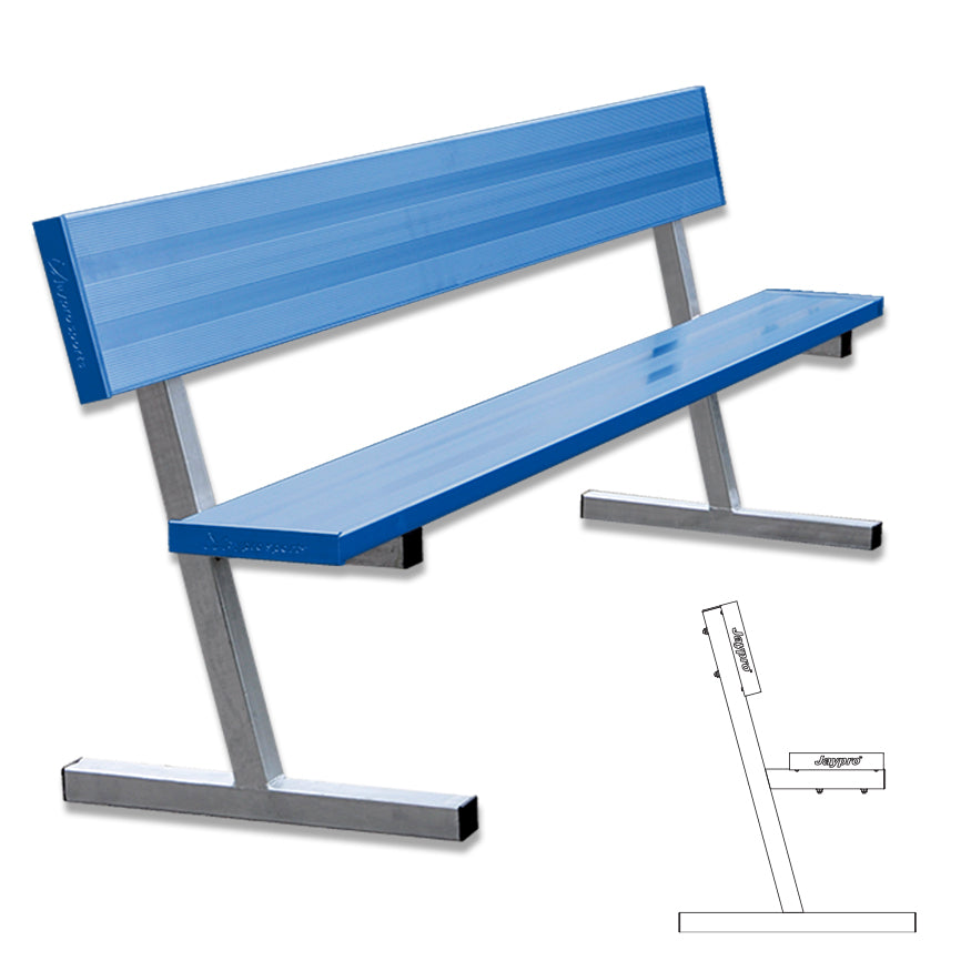JayPro Sports Player Bench with Seat Back - 7-1/2 ft. - Portable  (Powder Coated)
