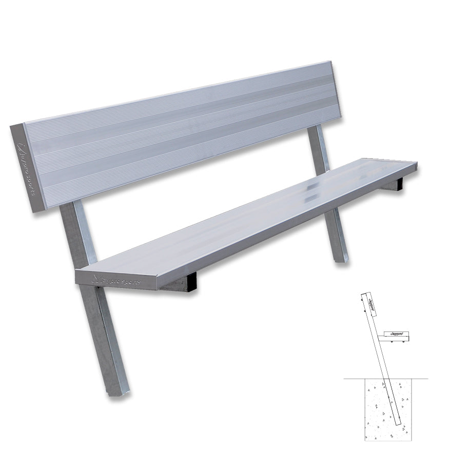 JayPro Sports Player Bench with Seat Back - 7-1/2 ft. - In-Ground