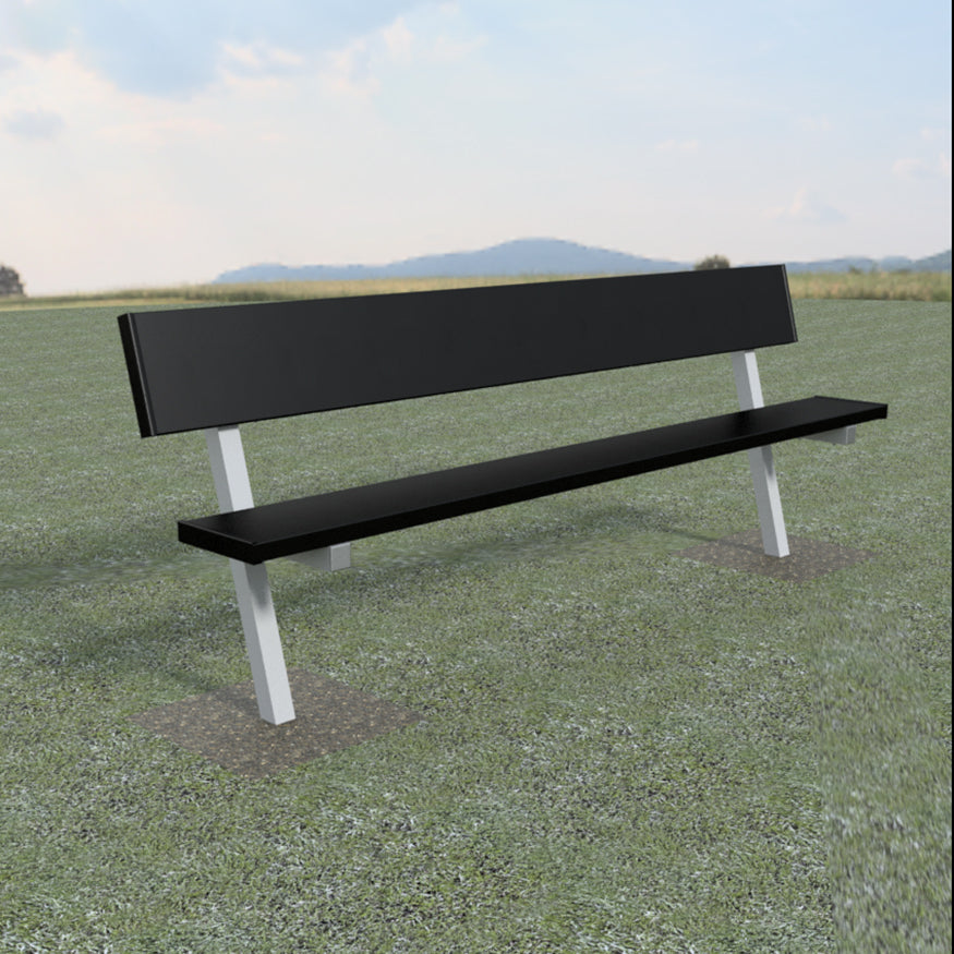 JayPro Sports Player Bench with Seat Back - 7-1/2 ft. - In-Ground  (Powder Coated)