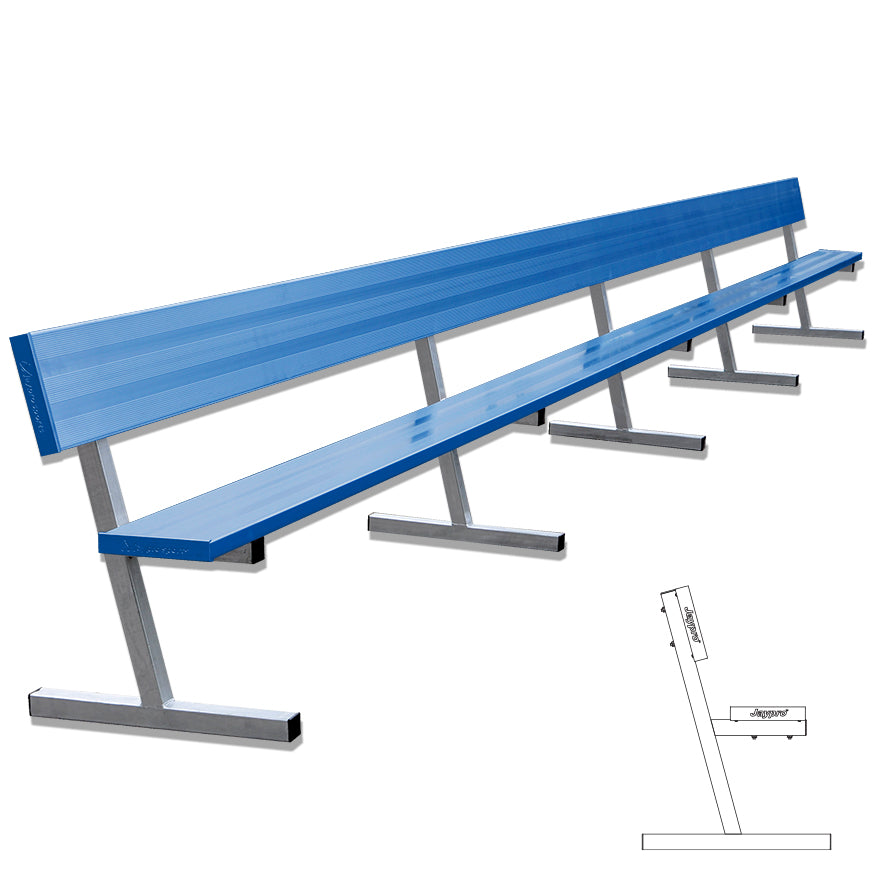 JayPro Sports Player Bench with Seat Back - 27 ft. - Portable  (Powder Coated)