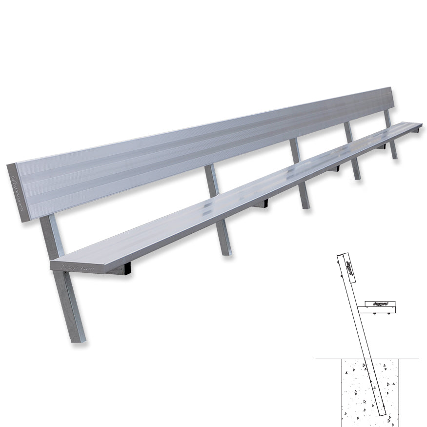 JayPro Sports Player Bench with Seat Back - 27 ft. - In-Ground