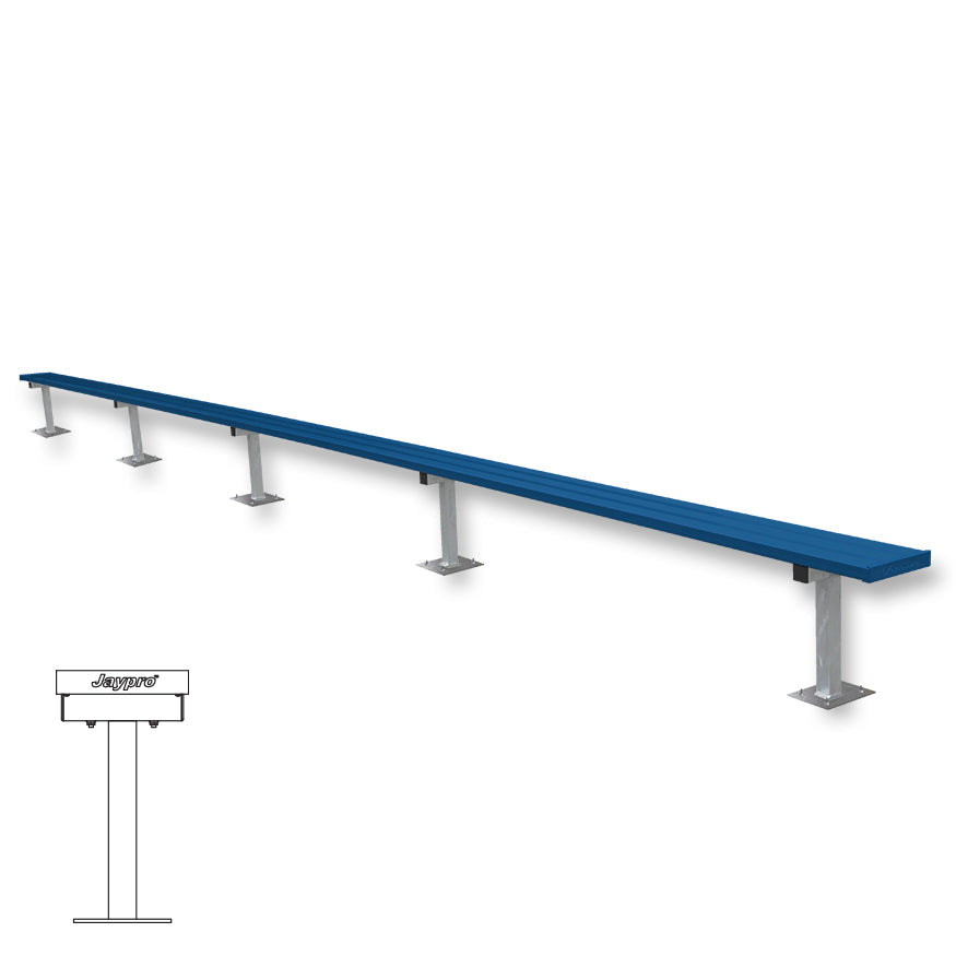 JayPro Sports Player Bench - 27 ft. - Surface Mount  (Powder Coated)