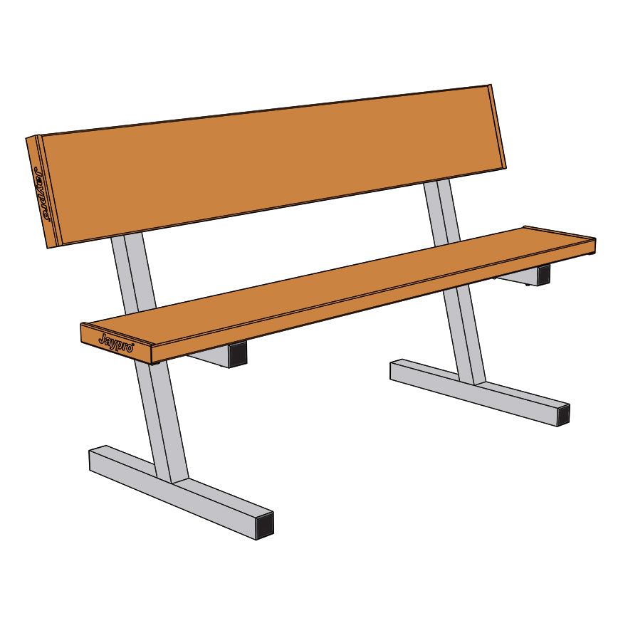 JayPro Sports Courtside Bench with Seat Back -  5 ft. - Portable  (Powder Coated)