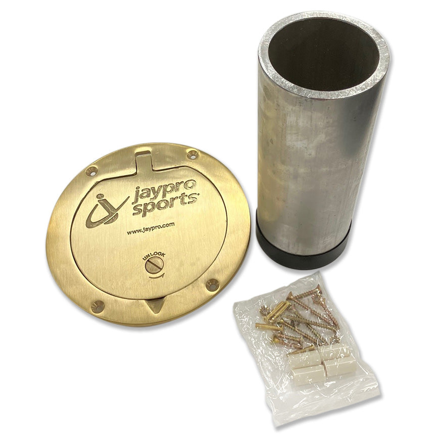 JayPro Sports Floor Sleeves with Brass Cover Plate (2-7/8 in. Upright)