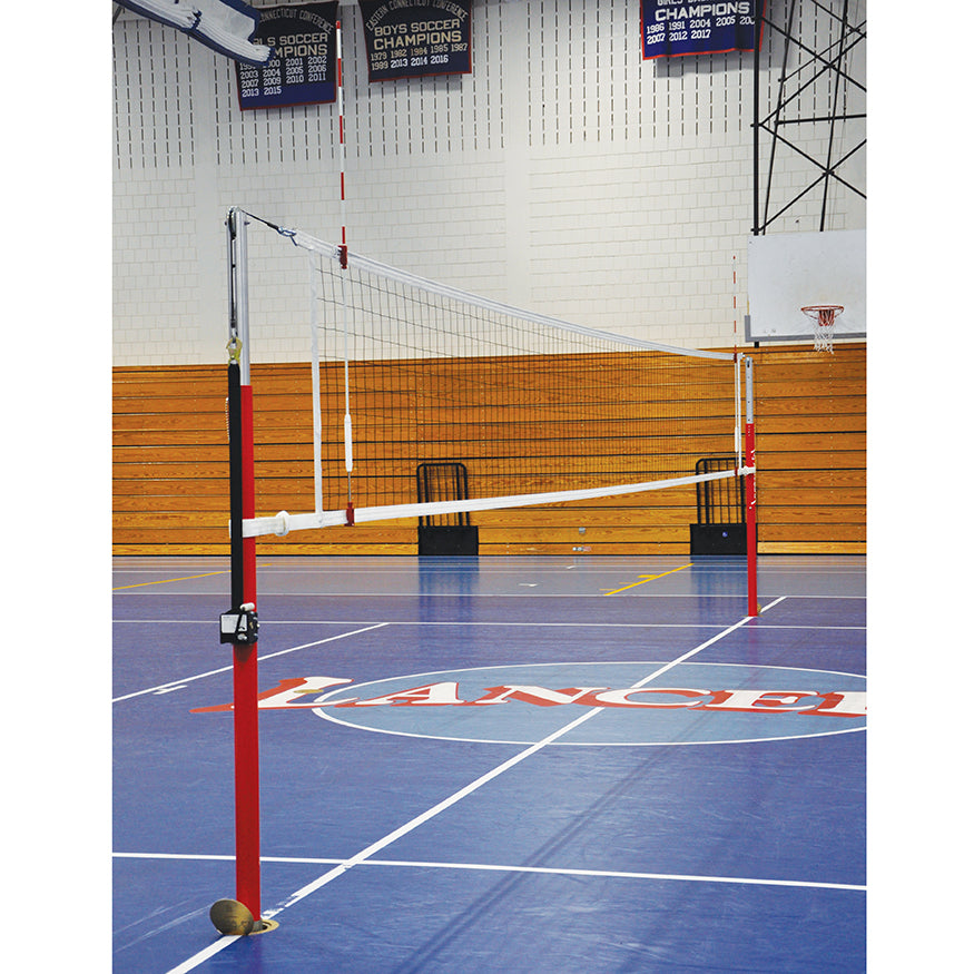 JayPro Sports Hybrid Steel Volleyball Net System with Custom Graphics  (3 in. Floor Sleeve) - NFHS, NCAA, USVBA Compliant