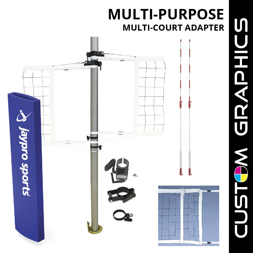 JayPro Sports Multi-Sport Volleyball Net Center Upright System with Custom Graphics  (3 in. Floor Sleeve)