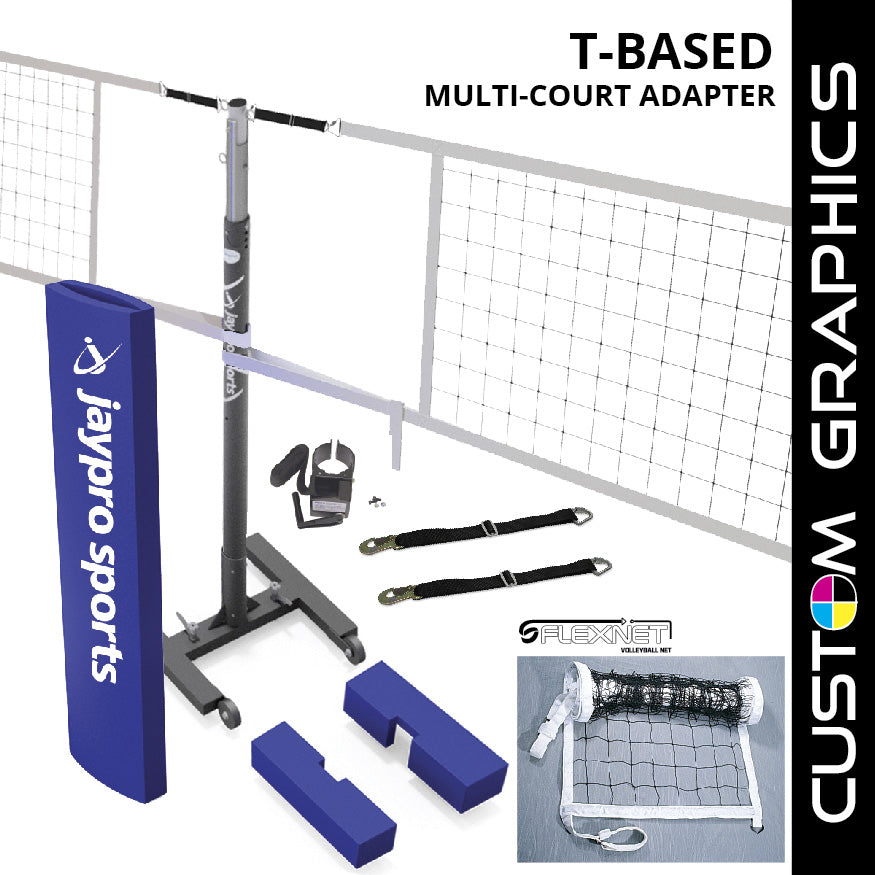 JayPro Sports T-Base - Competition Volleyball Net Center Upright System with Custom Graphics (FeatherLite  (Pin-Stop Height Adjust) Upright) - NFHS, NCAA, USVBA Compliant