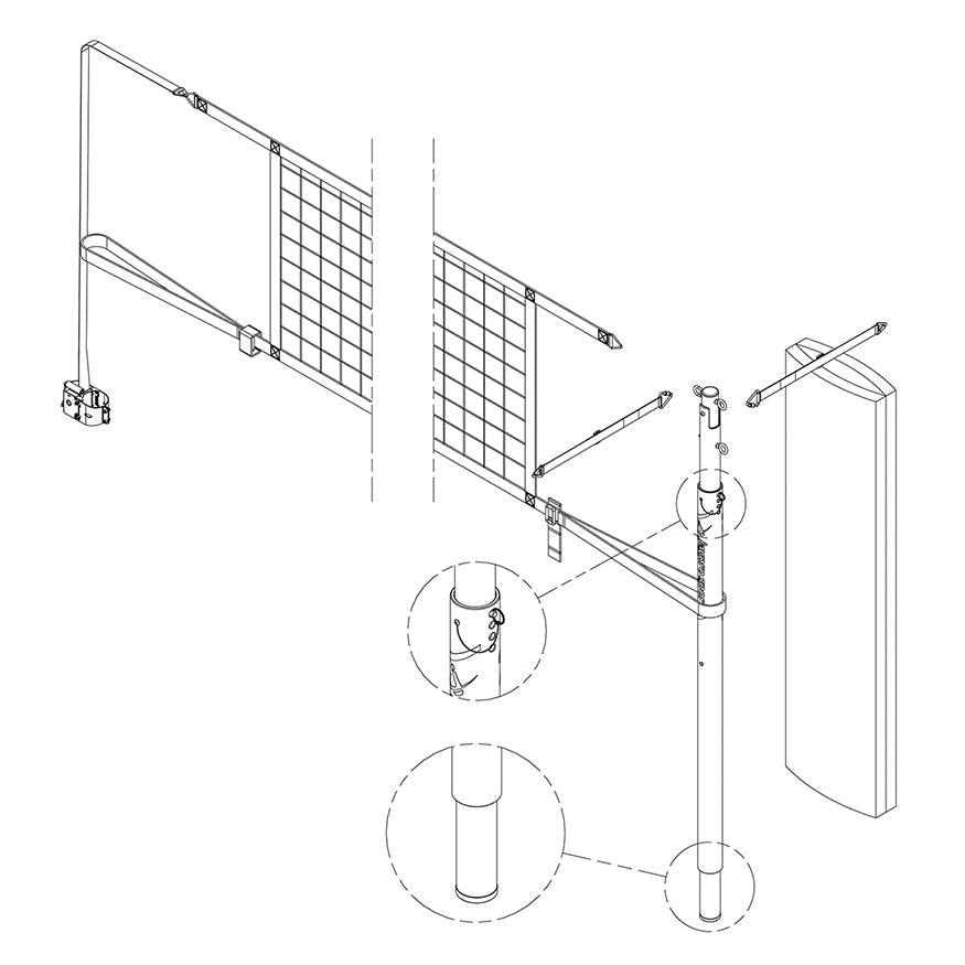 JayPro Sports FeatherLite  Volleyball Net Center Upright System with Custom Graphics  (3 in. Floor Sleeve) - NFHS, NCAA, USVBA Compliant