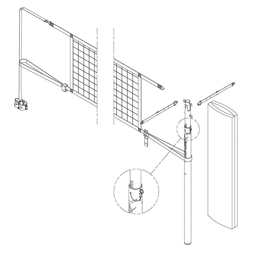JayPro Sports FeatherLite  Volleyball Net Center Upright System with Custom Graphics  (3-1/2 in. Floor Sleeve) - NFHS, NCAA, USVBA Compliant