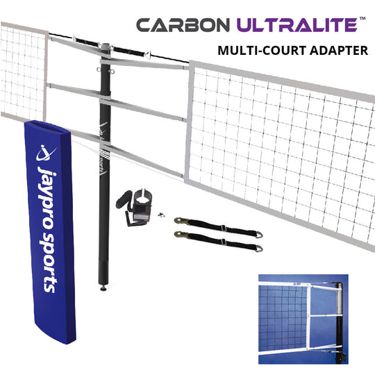 JayPro Sports Carbon Ultralite  Volleyball Net Center Upright System (3 in. Floor Sleeve) - NFHS, NCAA, USVBA Compliant