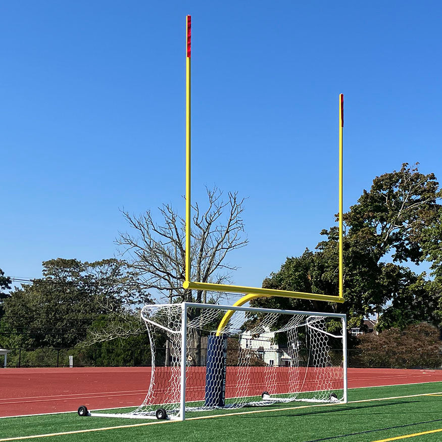 JayPro Sports Soccer Goals - Nova  Premier Adjustable Goal Package (8 ft.H x 24 ft.W x 4 ft.B x 10 ft.D) - NCAA, NFHS, FIFA, and ASTM Compliant  (White)