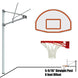 JayPro Sports Basketball System - Straight Post (5-9/16 in. Pole with 6 ft. Offset) - 54 in. Aluminum Fan Backboard - Double Rim