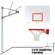 JayPro Sports Basketball System - Straight Post (5-9/16 in. Pole with 6 ft. Offset) - 60 in. Steel Backboard - Double Rim