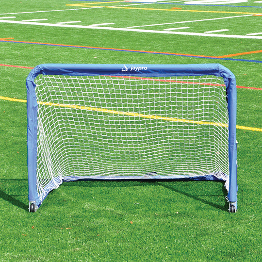 JayPro Sports Replacement Net - Soccer Training Goal - Medium - Goal Runner  (3 ft.H x 4 ft.W) (White with Blue Sleeve)