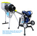 Baseball pitching machine with team feeder attachment on a white background