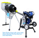 Baseball pitching machine with team feeder attachment on a white background
