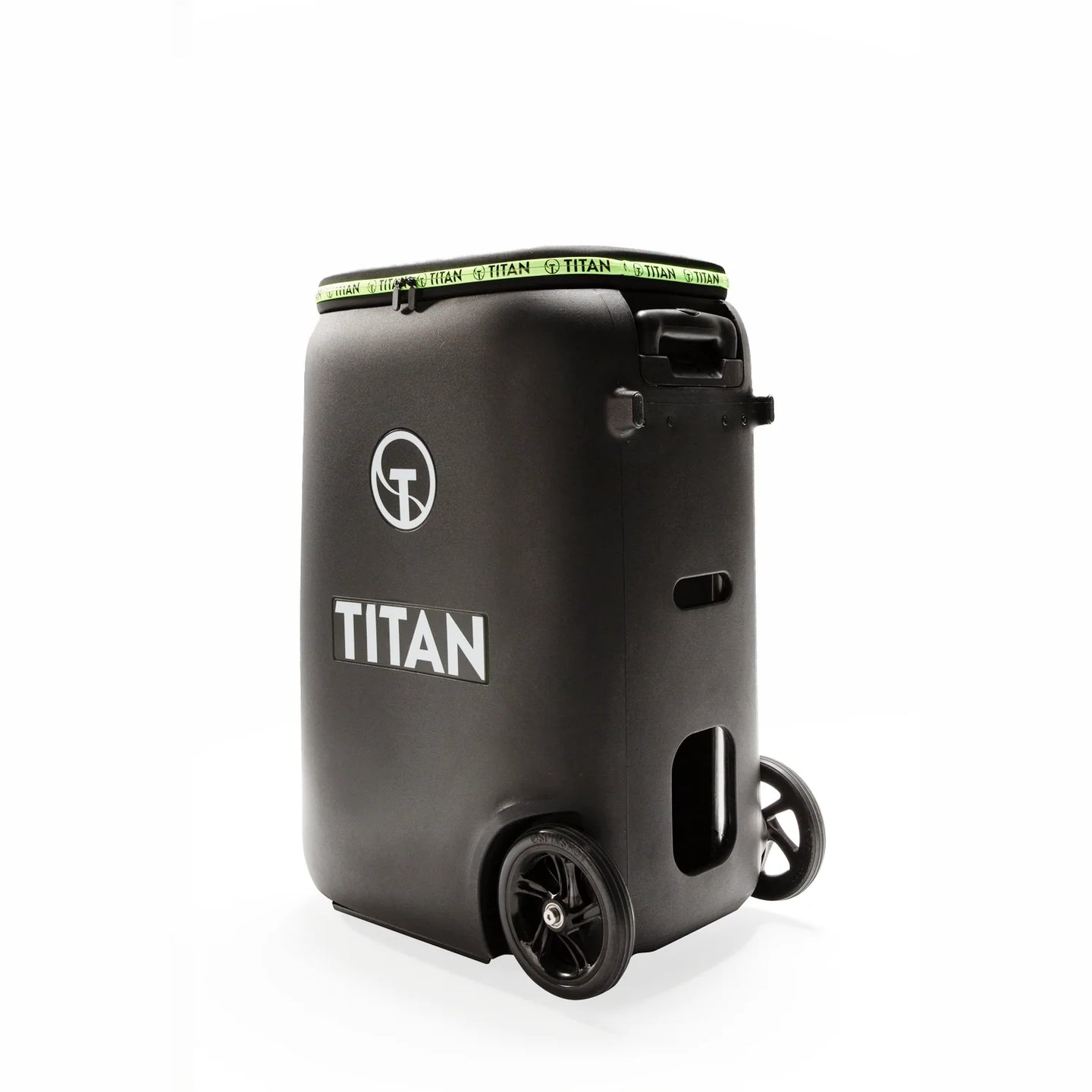Black cooler with 'TITAN' branding on a white background
