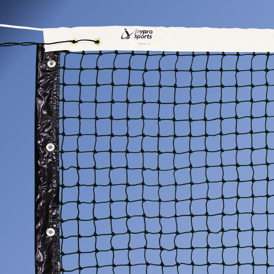 JayPro Sports Tennis Replacement Net (1-7/8 in. Sq. - 3mm Polyethylene Knotted Mesh) (Indoor) - Tennis Net (36 ft.L x 42 in.H) (Black)