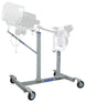 Medical examination table with overhead lights on a white background