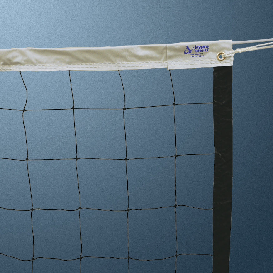 JayPro Sports Volleyball Replacement Net with Steel Cable (2.5mm Poly Mesh) (32 ft.L x 36 in.H) (Black)
